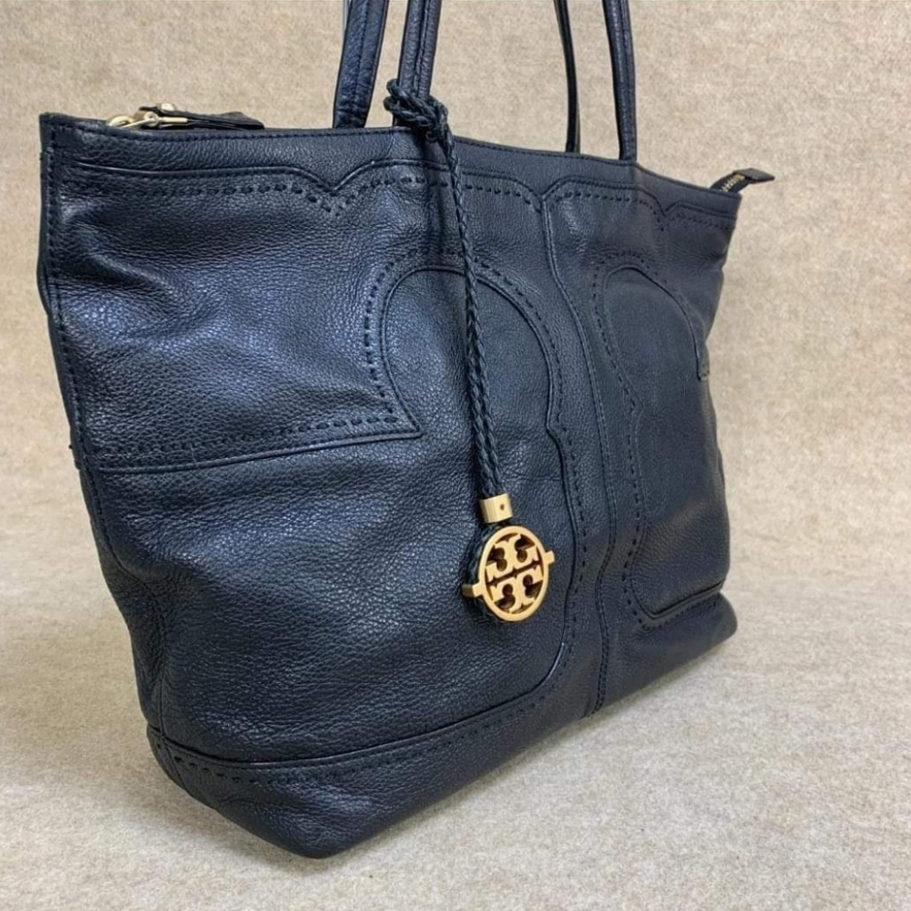 Tory Burch Amalie Slouch Leather shoulder tote blaxk leather